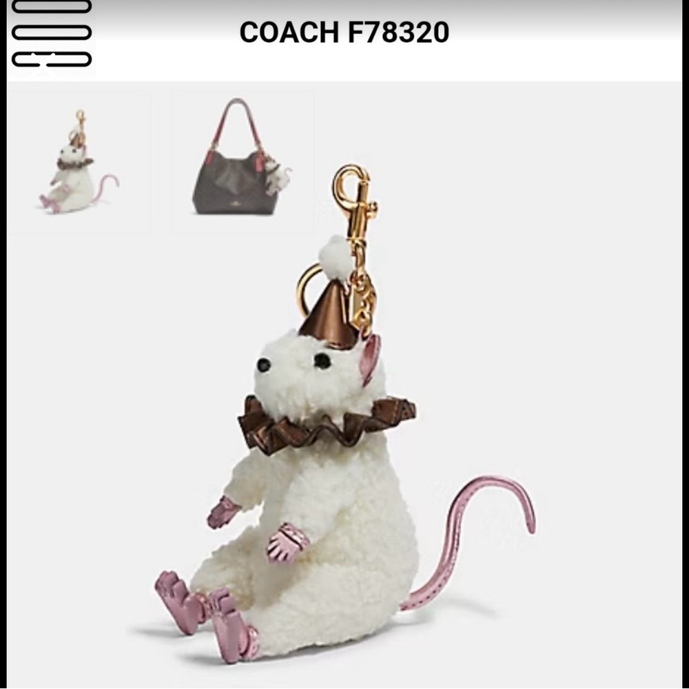 ***ISO***Coach White and Pink Mouse Bag Charm